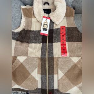 Sanctuary Checkered Sherpa Collar Vest